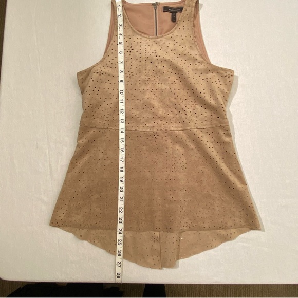 BCBGMaxAzria "Faux" Suede Caralyn Laser Cut Drape Back Tank Top, Size XS - Picture 9 of 14